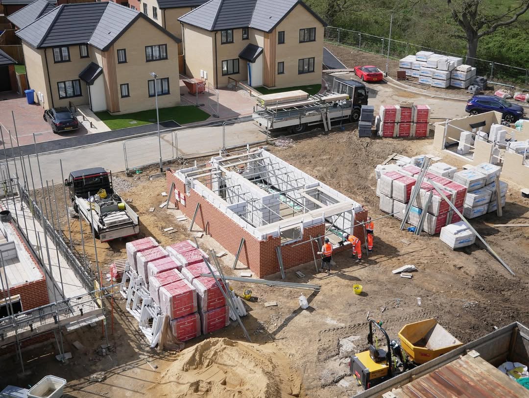 Aerial construction view from above