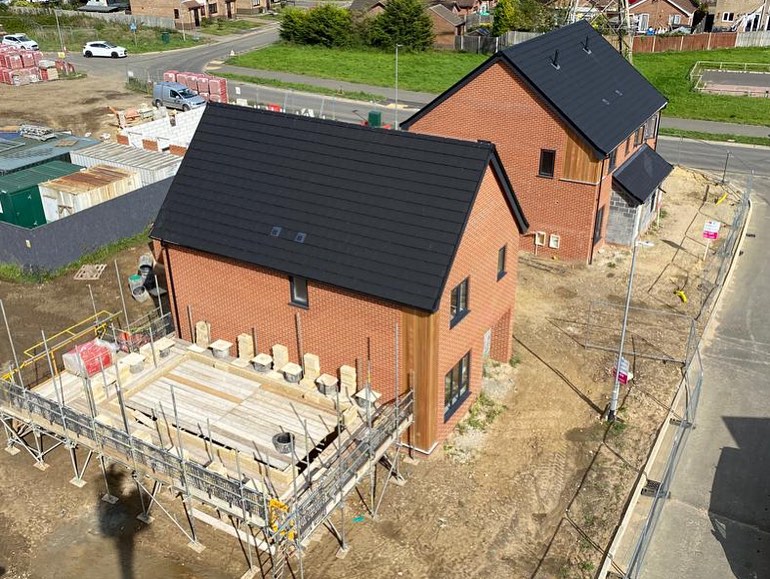 Row of homes under construction