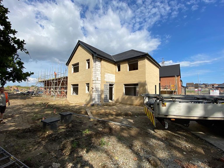 Houses with scaffolding being removed