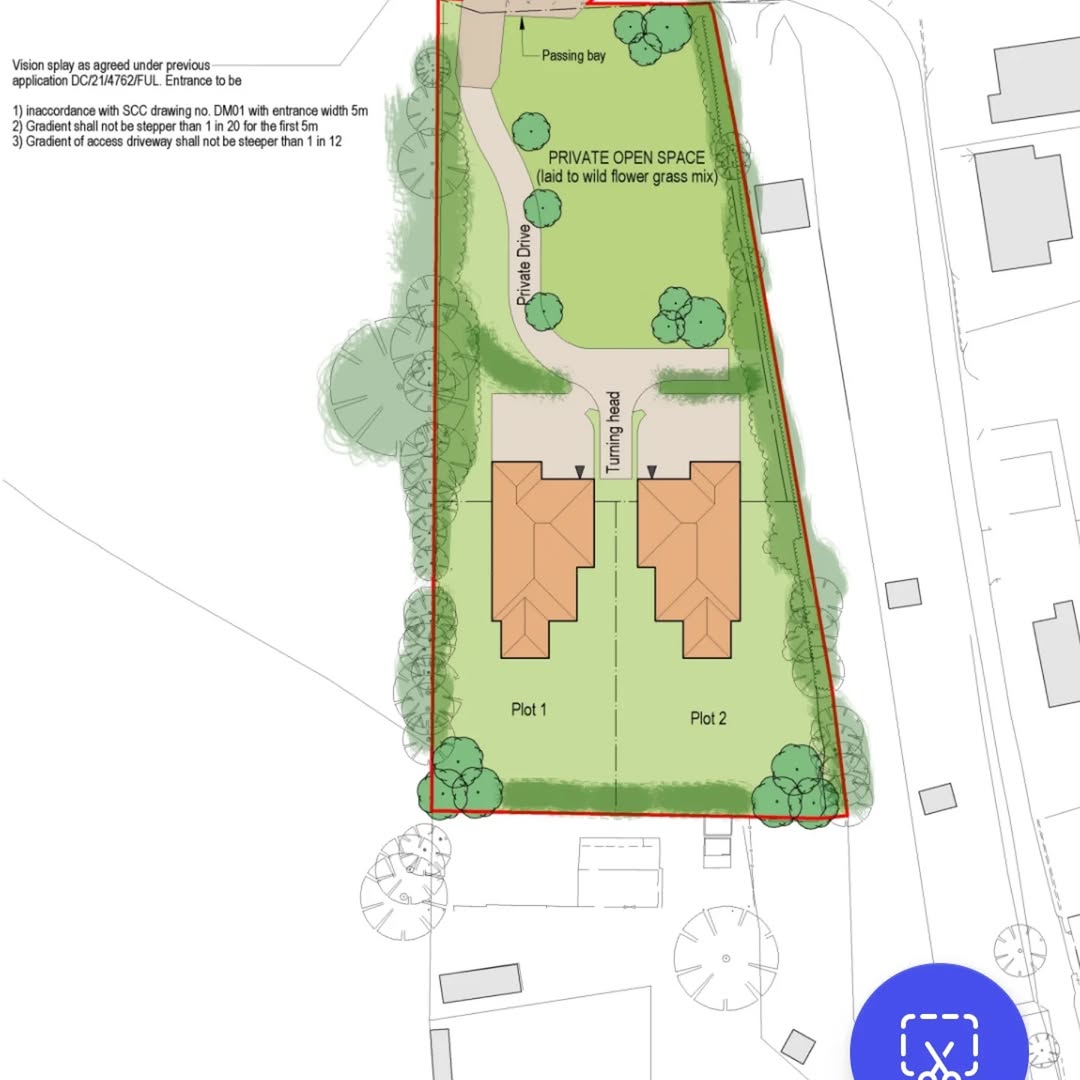 Marsh Lane site plan — 2 bespoke bungalows